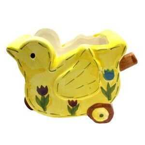 VTG Yellow Duck Wheelbarrow Planter (no drainage hole)